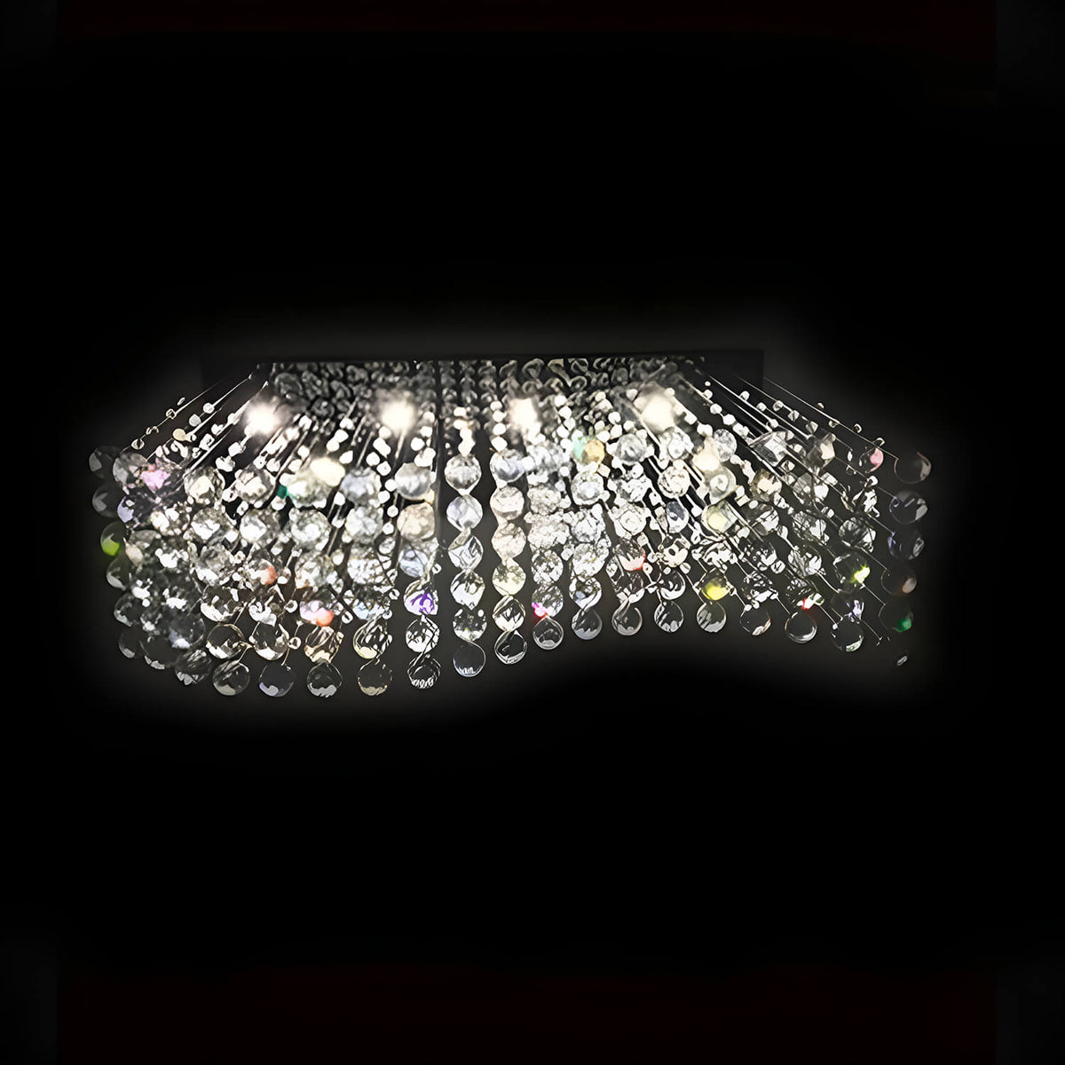 Lustre Rectangulaire Cristal Argenté Vague design