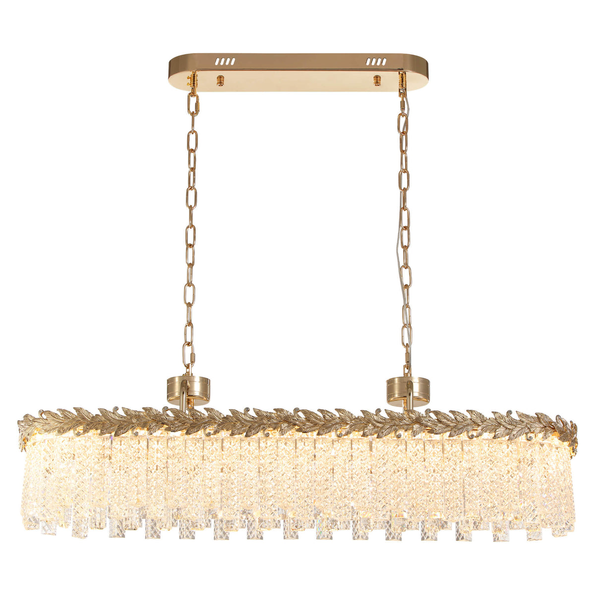 Lustre Rectangulaire Cristal Doré Îlot Cuisine