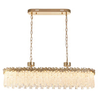 Lustre Rectangulaire Cristal Doré Îlot Cuisine