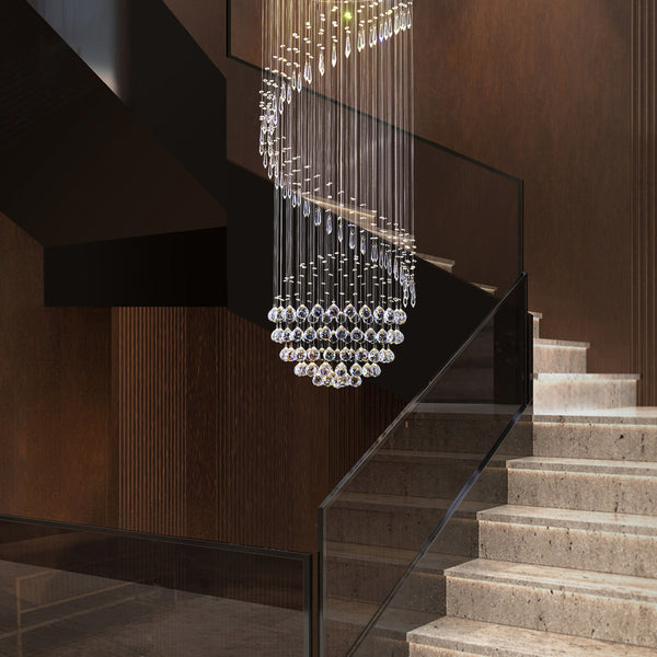 Lustre Spirale en Cristal Moderne pour Escalier