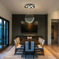 Lustre Sphère Cristal Pluie Chrome pour Salle à Manger