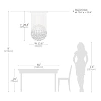 Lustre Sphère Cristal Pluie Chrome pour Salle à Manger