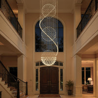 Lustre Spirale Cristal Triple Sphère pour Escalier et Entrée