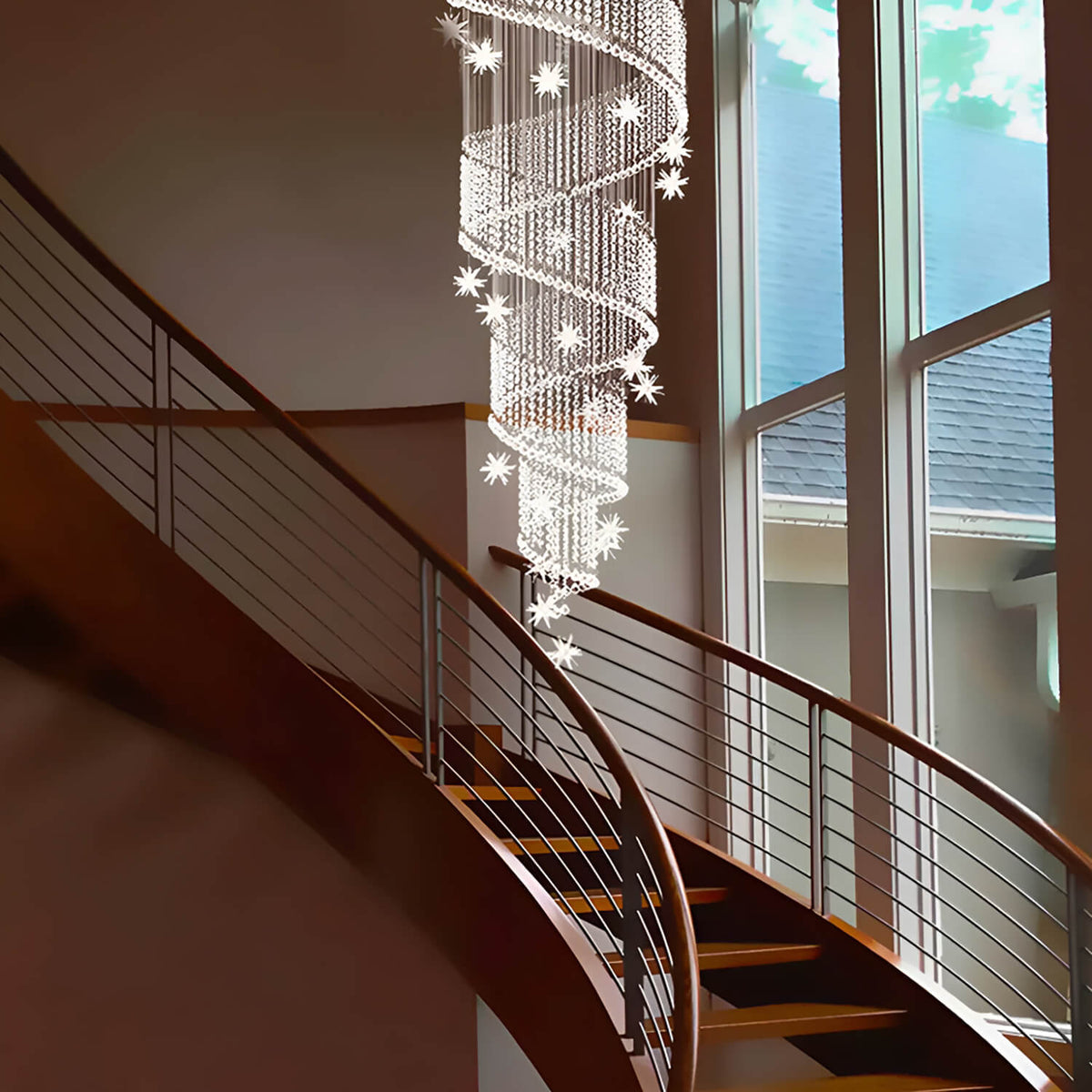 Lustre Spirale Cristal Argenté en situation
