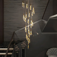 Lustre Spirale LED Doré pour Salon et Salle à Manger