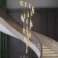Lustre Spirale LED Doré pour Salon et Salle à Manger