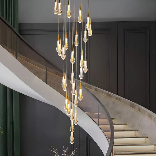 Lustre Spirale LED Doré pour Salon et Salle à Manger