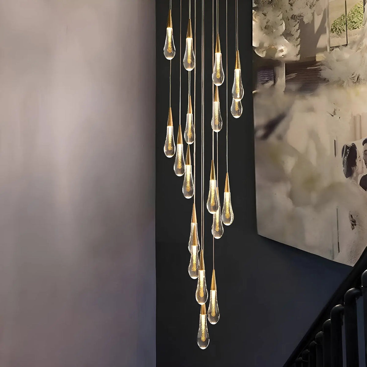 Lustre Spirale LED Doré pour Salon et Salle à Manger