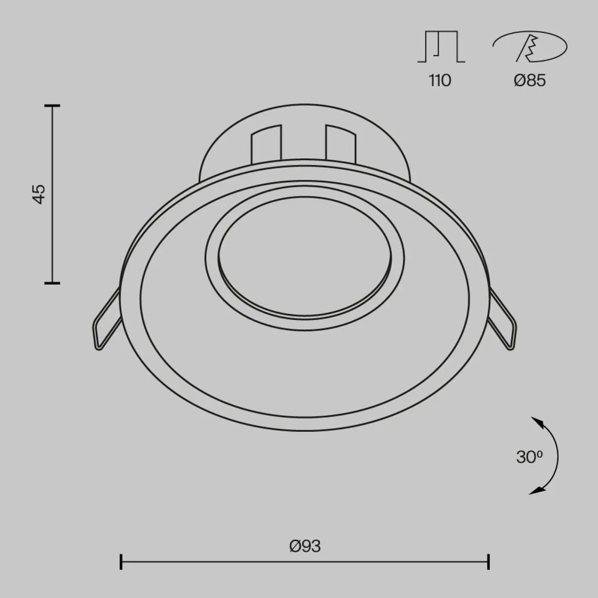 Spot encastrable rond installé en série dans un couloir moderne, vue 10