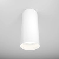 Spot cylindrique en acier blanc discret sur un plafond clair