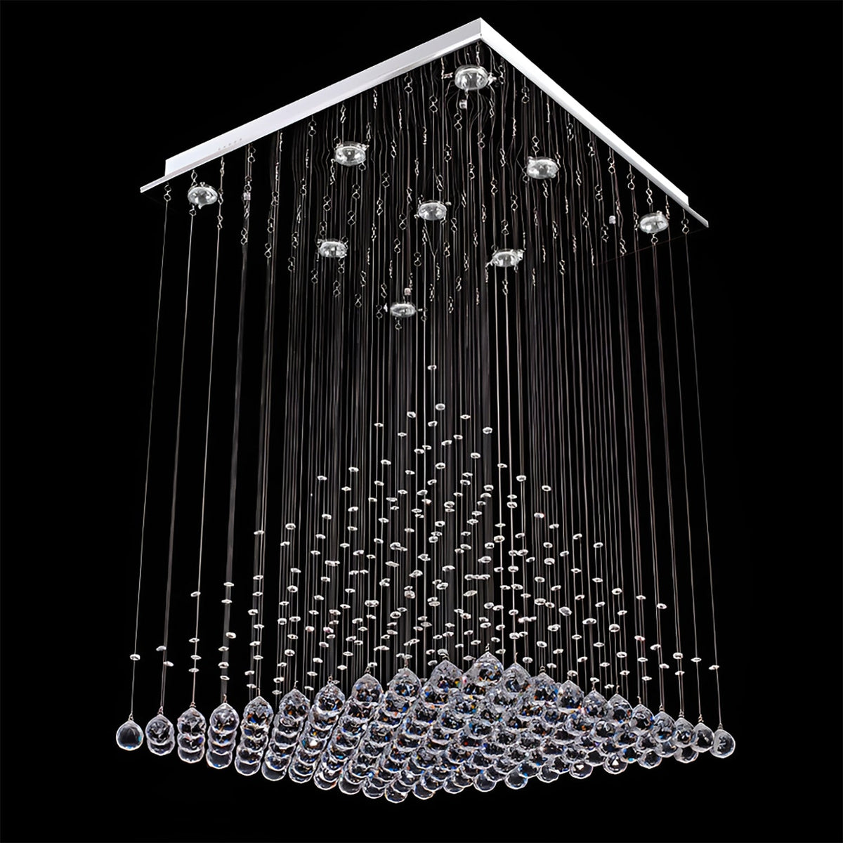 Lustre Carré Cristal Argenté salle à manger