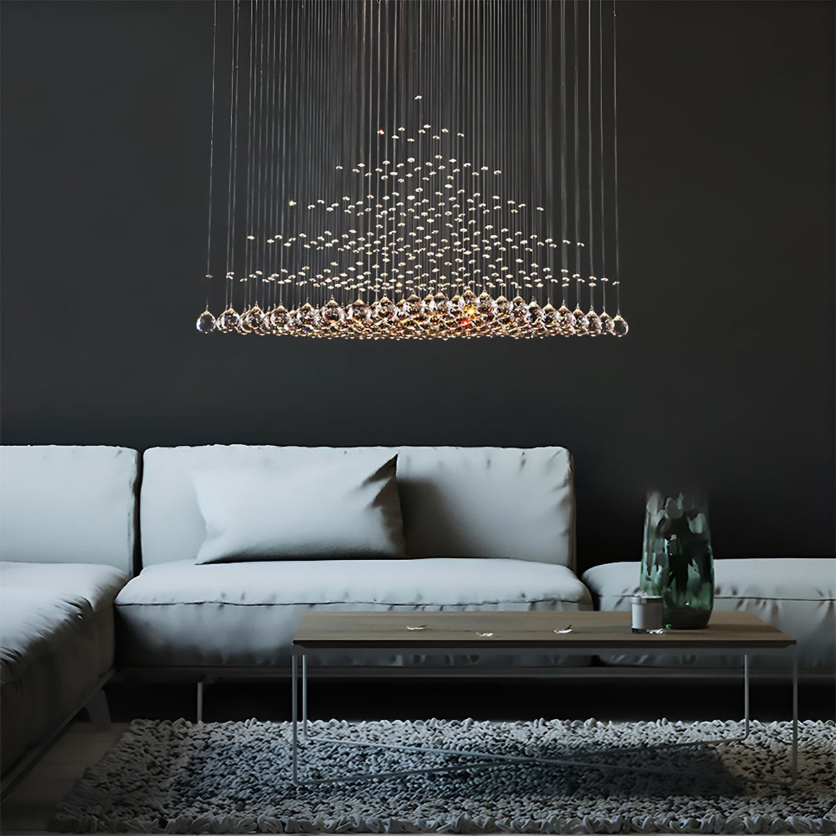 Lustre Carré Cristal Argenté