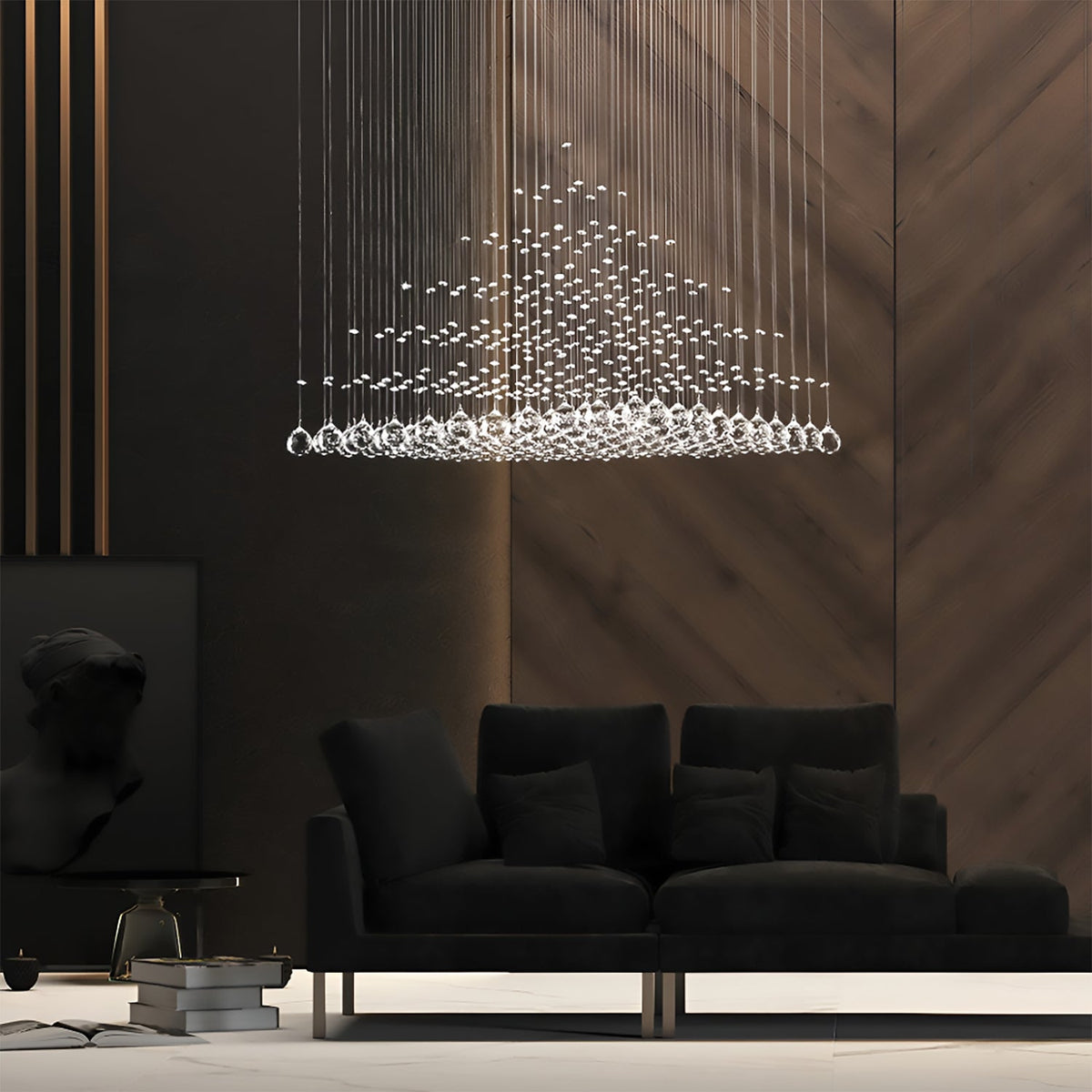 Lustre Carré Cristal Argenté vue d'ensemble