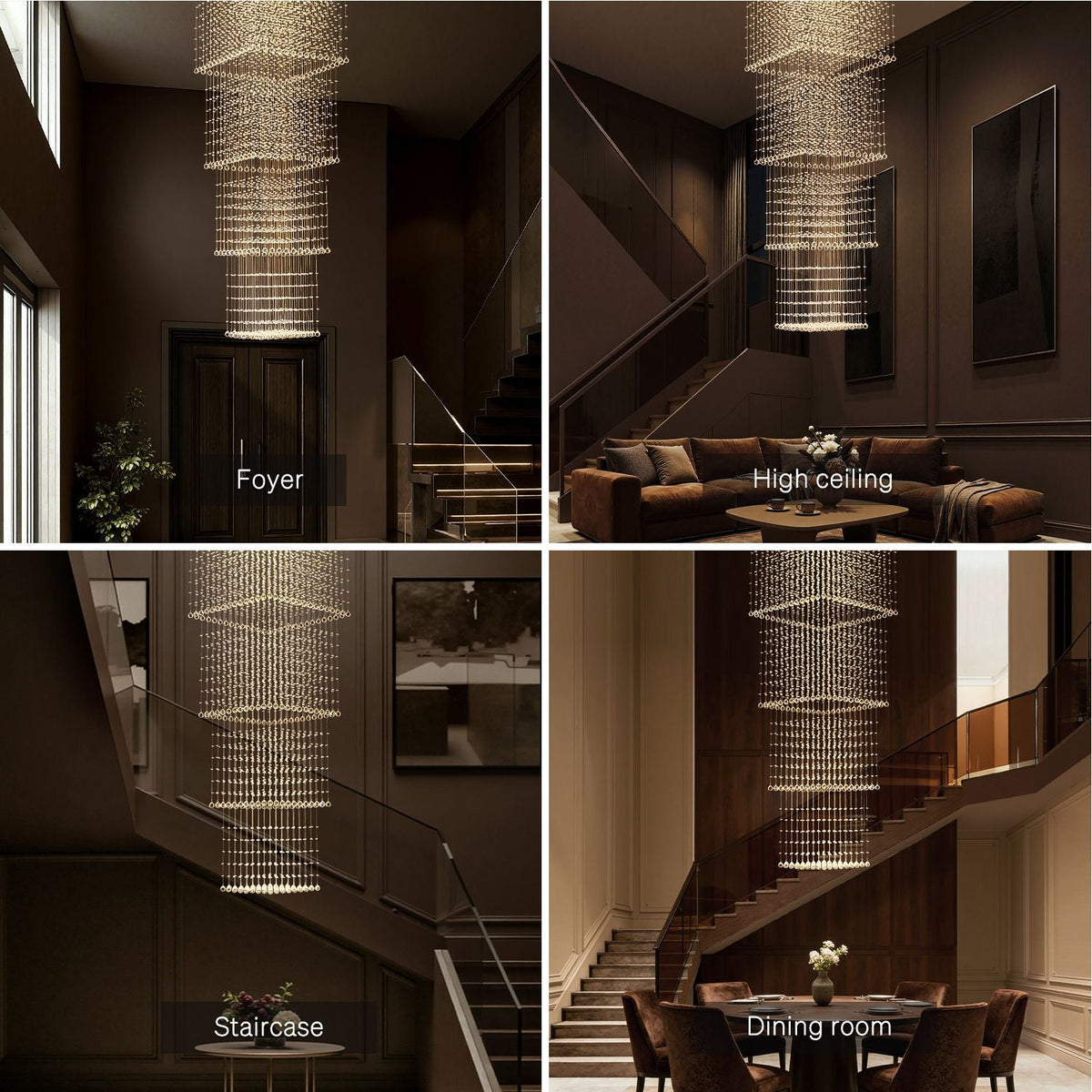 Lustre Carré Cristal Argenté Salon design