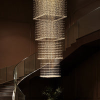 Lustre Cristal Gouttes Rectangulaire Long pour Escalier et Entrée