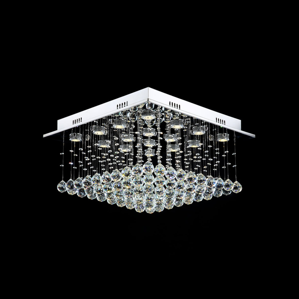 Lustre Carré Cristal Argenté Salle à Manger design