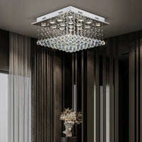 Lustre Carré Cristal Argenté Salle à Manger