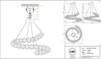 Suspension anneau doré avec perles de verre strié suspendue au plafond, vue 7