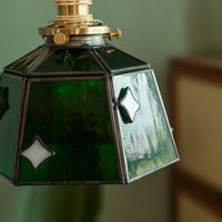 Suspension Verre Vert Art Déco Cuivre