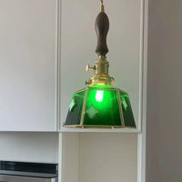 Suspension Verre Vert Art Déco Cuivre