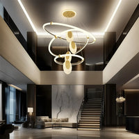Lampe Suspendue LED à Spirales Dorées