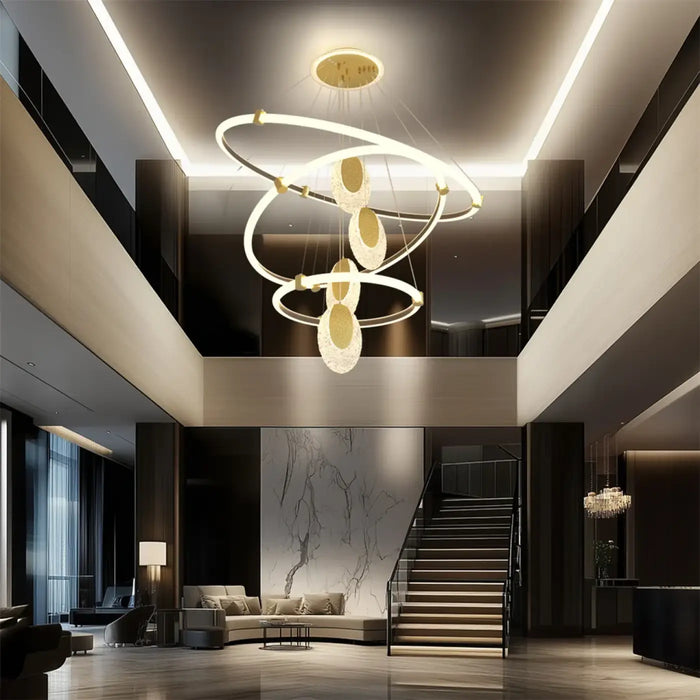 Lampe Suspendue LED à Spirales Dorées