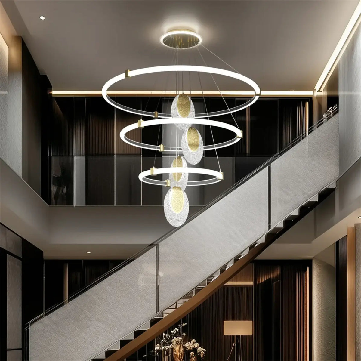 Lampe Suspendue LED à Spirales Dorées