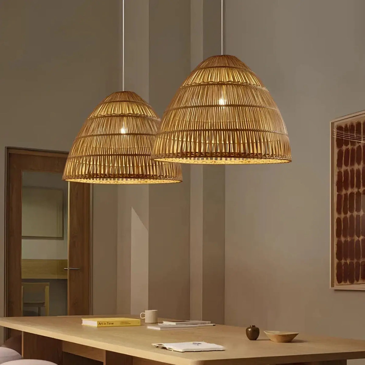 Lampe Suspendue en Bambou Tressé Bohème