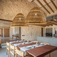 Lampe Suspendue en Bambou Tressé Bohème