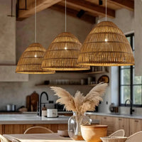 Lampe Suspendue en Bambou Tressé Bohème