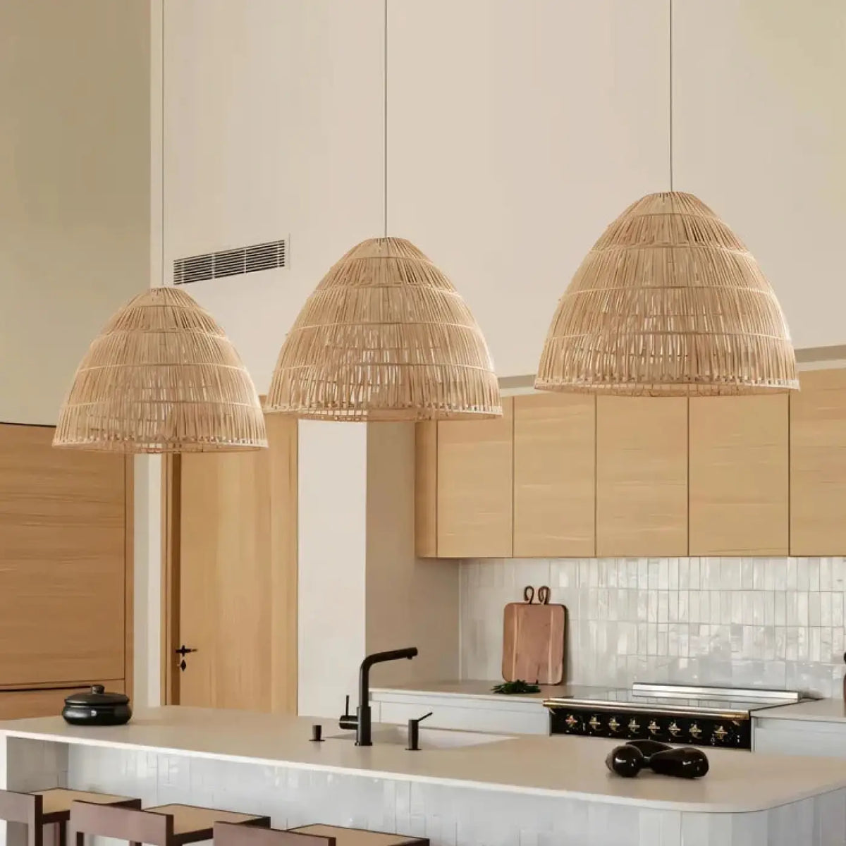 Lampe Suspendue en Bambou Tressé Bohème