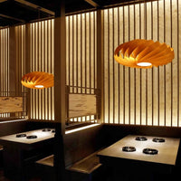 Lampe Suspendue en Bois à Globes Lumineux