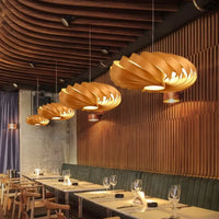 Lampe Suspendue en Bois à Globes Lumineux