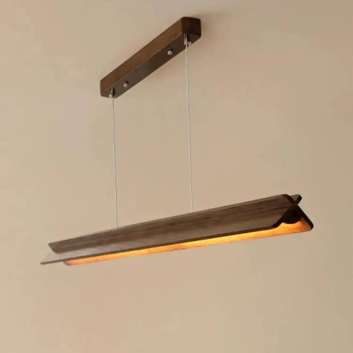 Suspension LED Linéaire en Bois Foncé