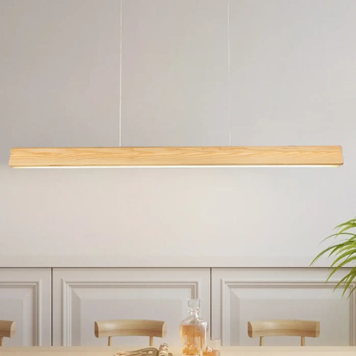 Suspension LED Linéaire en Bois Foncé