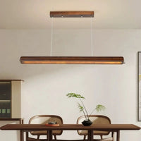 Suspension LED Linéaire en Bois Foncé