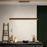 Suspension LED Linéaire en Bois Foncé