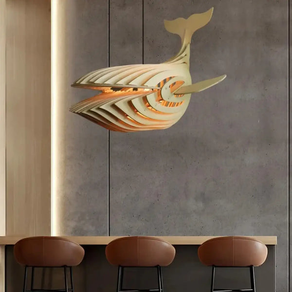 Lampe Suspendue Baleine en Bois pour Chambre Enfant