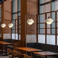 Lampe Suspendue Bois Travertin et Verre Ambré