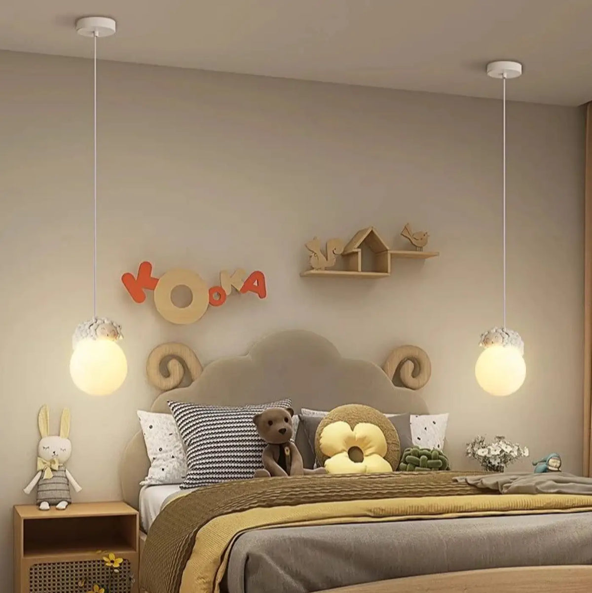 Lampe Suspendue Boules Animaux pour Chambre Enfant