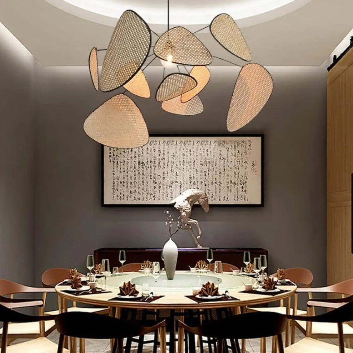 Lampe Suspendue en Cannage Forme Pétales