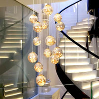 Suspension Cascade à Boules Cristal Doré