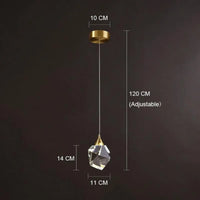 Lustre Suspendu Moderne en Cristal Doré