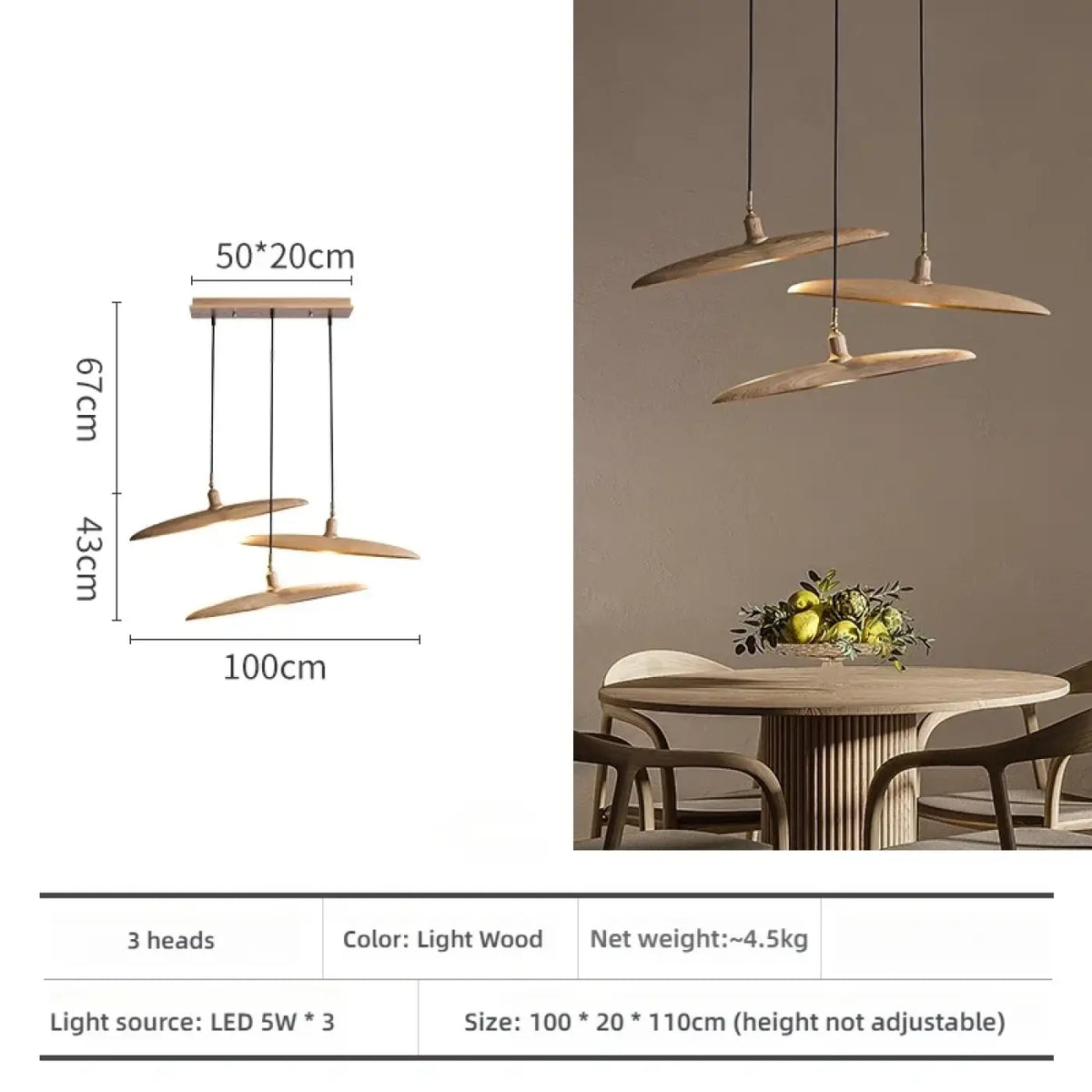 Lampe Suspendue Zen en Bois Naturel
