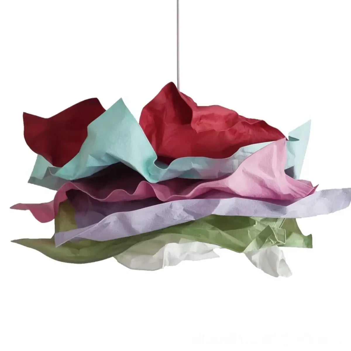 Suspension Artistique en Papier Froissé Multicolore