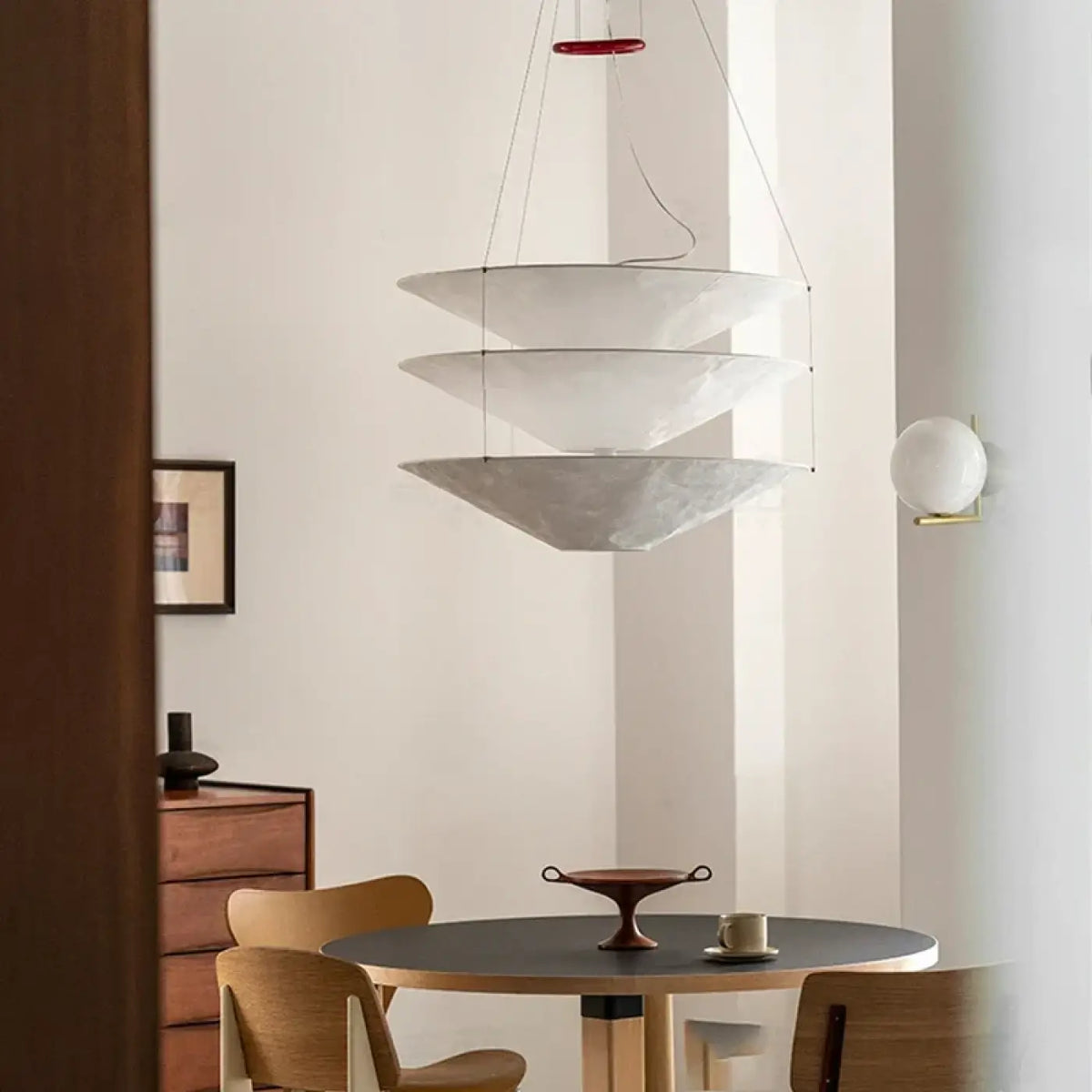 Lampe Suspendue Blanche en Papier Empilé