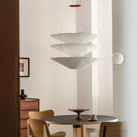 Lampe Suspendue Blanche en Papier Empilé