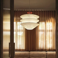 Lampe Suspendue Blanche en Papier Empilé