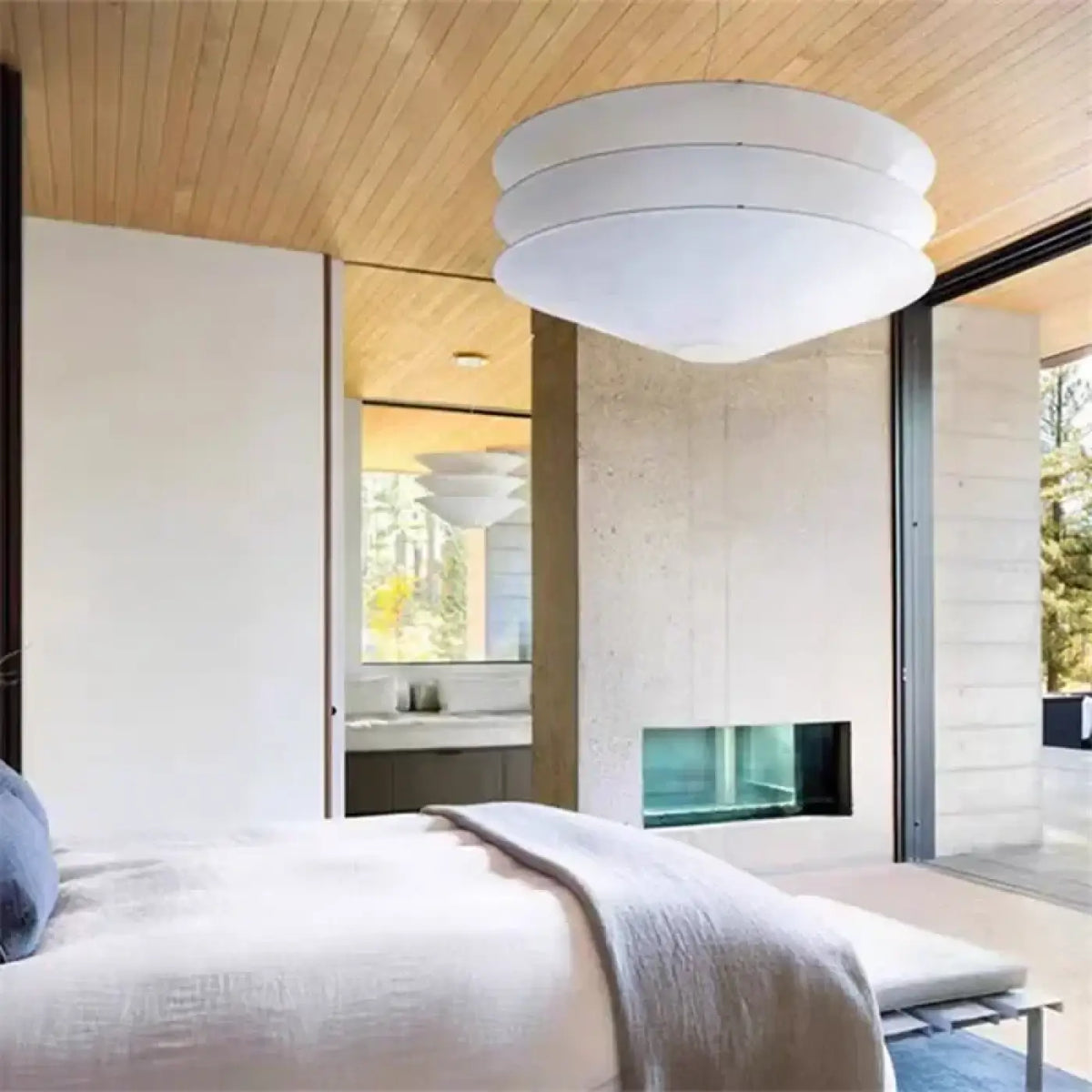 Lampe Suspendue Blanche en Papier Empilé