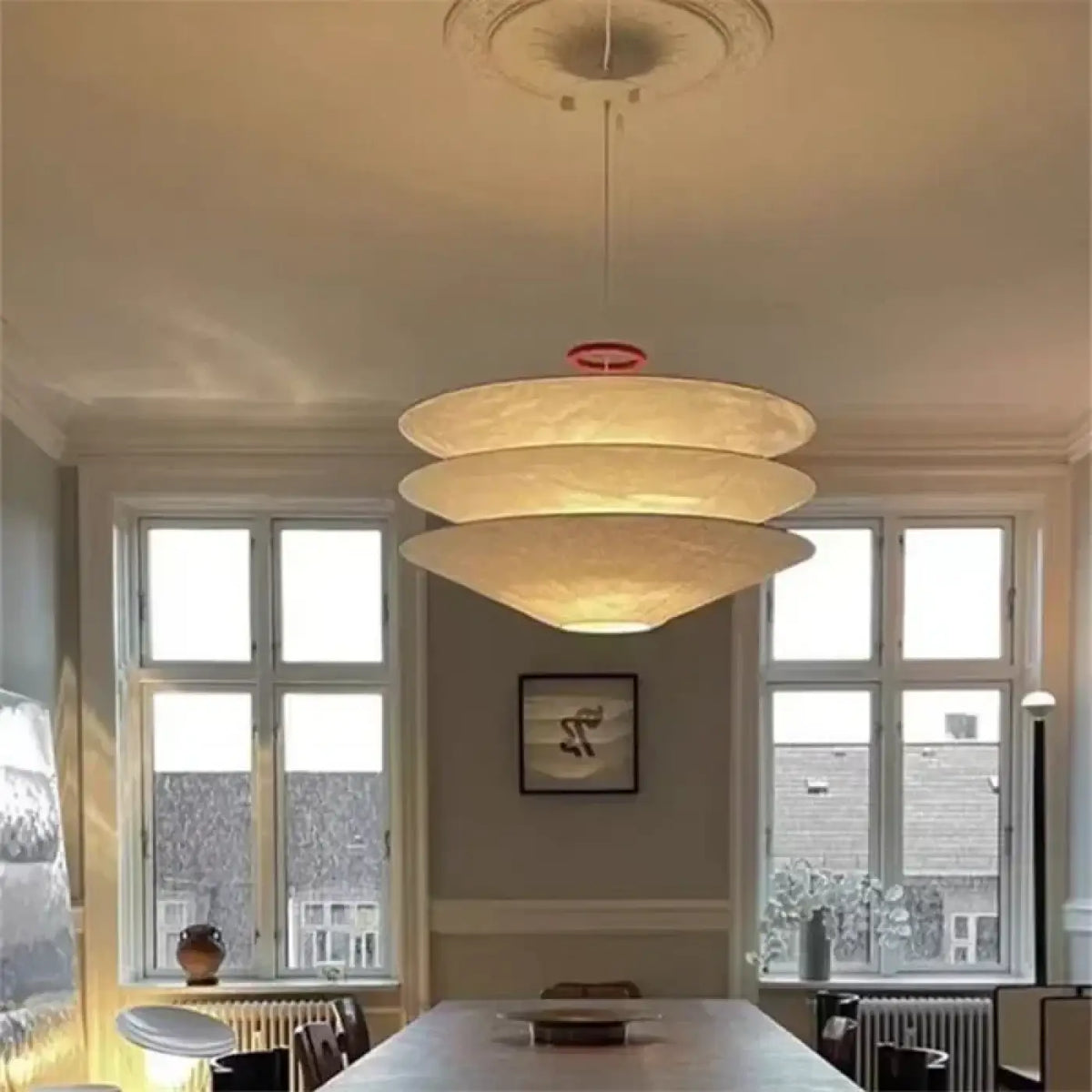 Lampe Suspendue Blanche en Papier Empilé